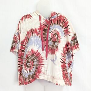 Almost Famous Tie Dye Size 3X Cropped Hoodie Oversized Flowy Blue Red Brown